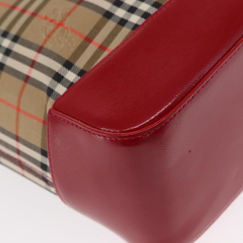 BURBERRY Nova Check Tote Bag Canvas Leather Beige Red gold Auth gh1367 - Picture 15 of 16
